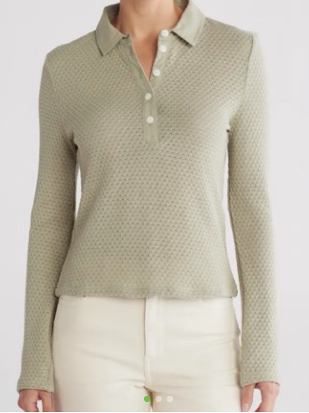 Rag & Bone open stitch long sleeve polo